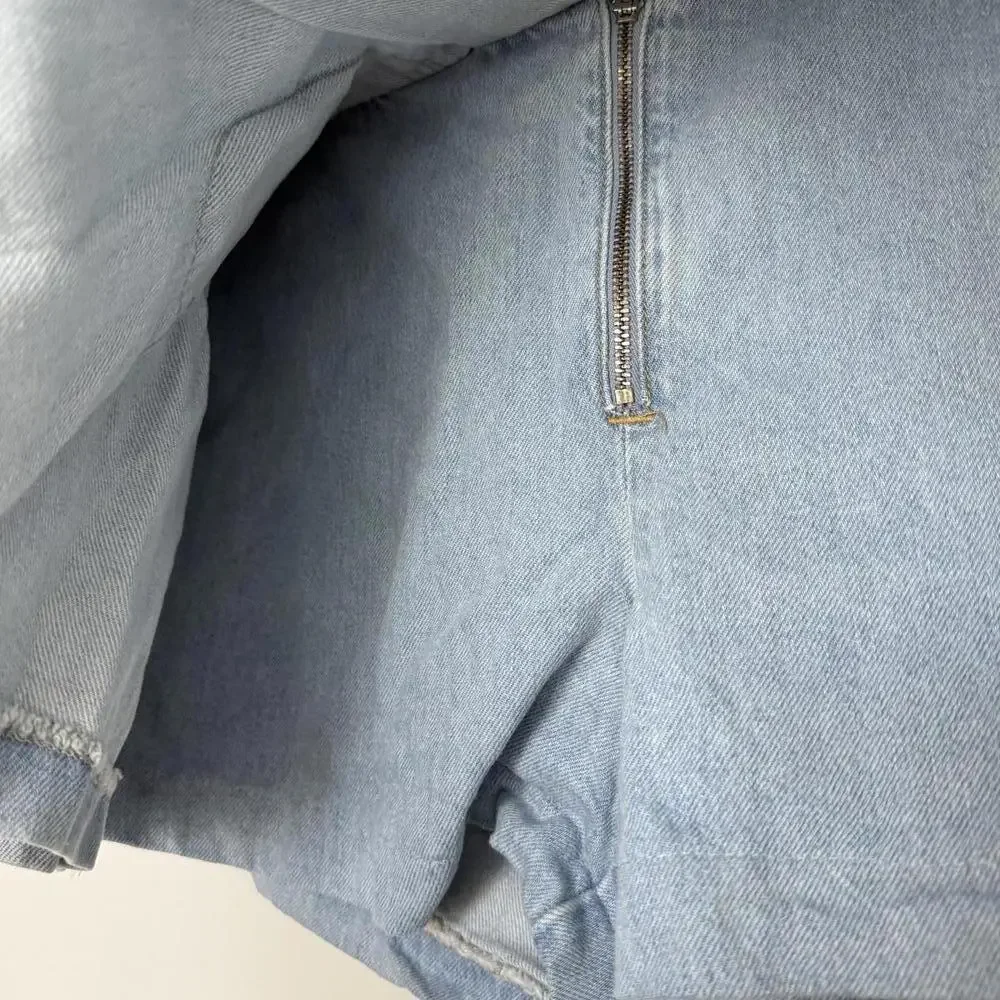 Zara Pleated Light Blue Denim  Jean Mini‎ Skort